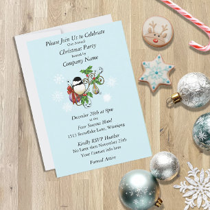 Winter Chickadee Christmas Invitation