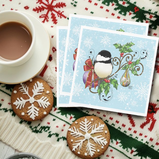 Winter Chickadee Christmas Napkin (Creator Uploaded)