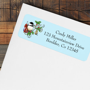 Winter Chickadee Christmas Return Address Label