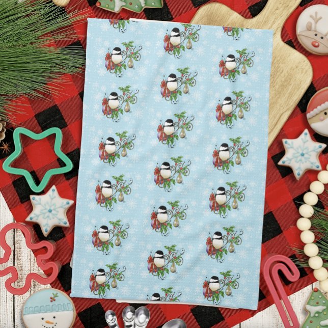 Winter Chickadee Christmas Tea Towel (Creator Uploaded)