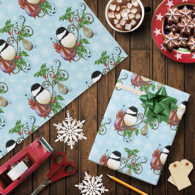 Winter Chickadee Christmas Wrapping Paper (Creator Uploaded)