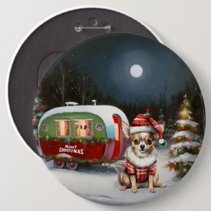 Winter Chihuahua Caravan Christmas Adventure 6 Cm Round Badge