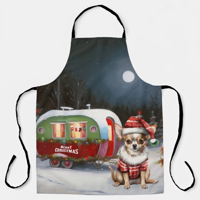 Winter Chihuahua Caravan Christmas Adventure  Apron (Front)