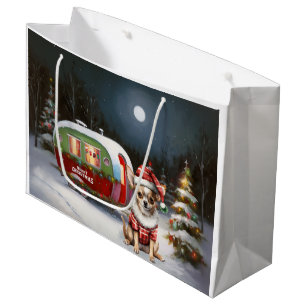 Winter Chihuahua Caravan Christmas Adventure Large Gift Bag
