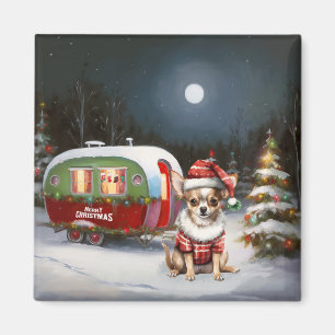Winter Chihuahua Caravan Christmas Adventure Magnet