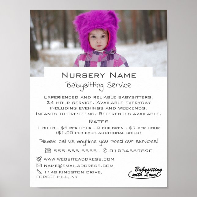Winter Child, Babysitter, Daycare, Nursery Advert Poster (Front)