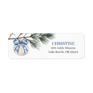 Winter Chinoiserie Bow Bridal Shower Address Label Return Address Label