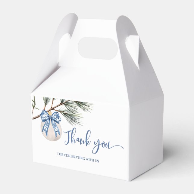 Winter Chinoiserie Bow Bridal Shower Favour Boxes (Front Side)
