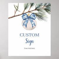 Winter Chinoiserie Bow Custom Sign Poster