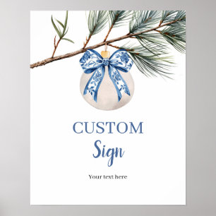 Winter Chinoiserie Bow Custom Sign Poster