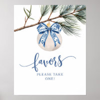 Winter Chinoiserie Bow Favours Party Sign