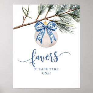 Winter Chinoiserie Bow Favours Party Sign
