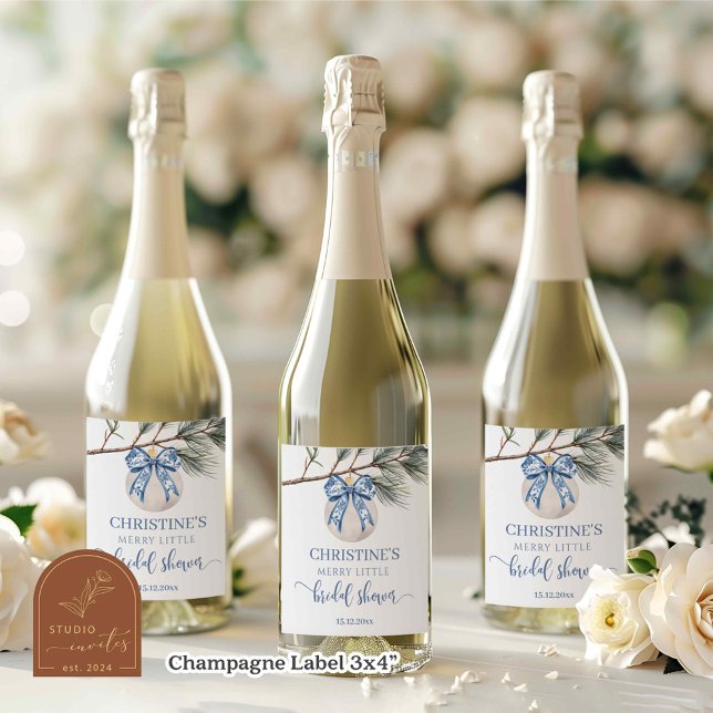 Winter Chinoiserie Bow Wine Bottle Label (Creator Uploaded)