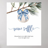 Winter Chinoiserie Bow Wine Raffle Game Sign
