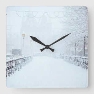 winter christmas 93 square wall clock