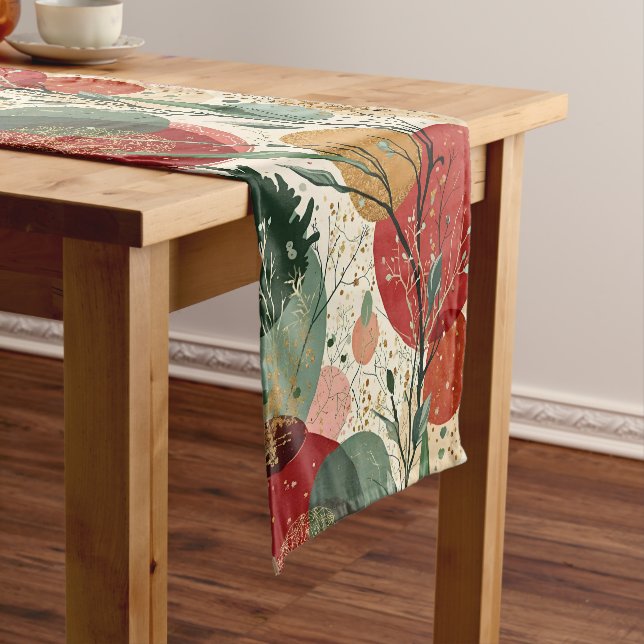Winter / Christmas Abstract Tiled Art Short Table Runner (In Situ)