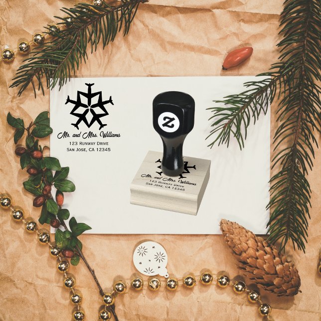 Winter Christmas Aeroplane Snowflake Cool Aviation Rubber Stamp (Creator Uploaded)