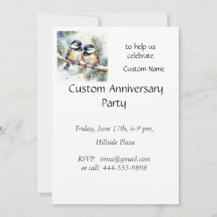Winter Christmas Anniversary Party Chickadee Birds Invitation