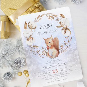 Winter Christmas Baby Shower Cotton Flowers Invitation