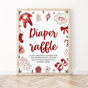 Winter Christmas Baby Shower Diaper Raffle Sign
