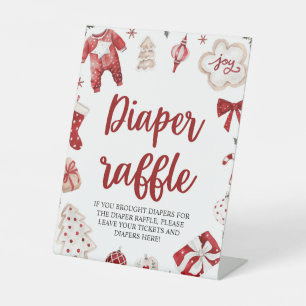 Winter Christmas Baby Shower Diaper Raffle Sign