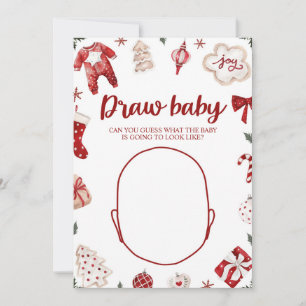 Winter Christmas Baby Shower Draw the Baby Game Invitation