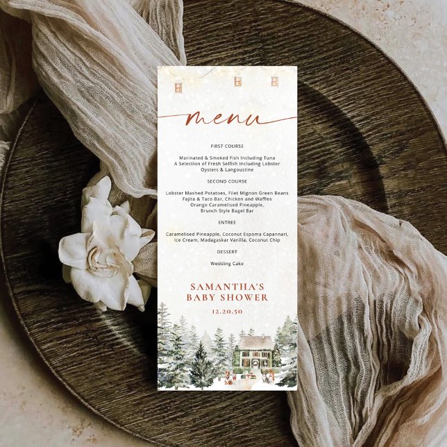 Winter Christmas Baby Shower Flat Menu (Creator Uploaded)