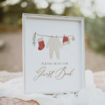 Winter Christmas Baby Shower Guest Book Sign<br><div class="desc">Invite friends and family to sign your guest book with this festive baby clothes themed sign.</div>