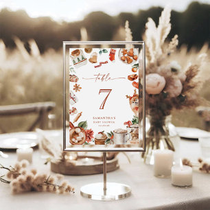 Winter Christmas Baby Shower Table Number Card