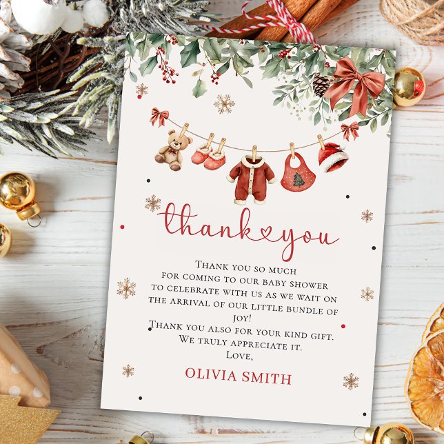 Winter Christmas Baby Shower Thank You Card (Creator Uploaded)