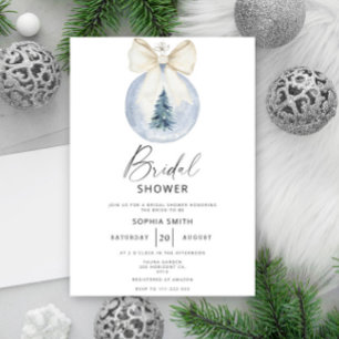 Winter Christmas Ball Bow Bridal shower Invitation