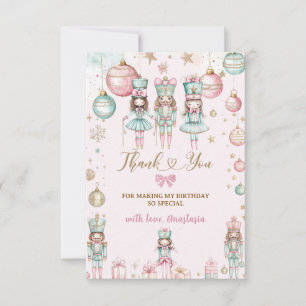 Winter Christmas Ballerinas Girl Birthday Thank You Card