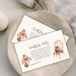 Winter Christmas Boho Books for Baby Shower  Enclosure Card<br><div class="desc">Celebrates baby shower with our cute boho winter boy baby shower themes feature with baby brown sweater with teddy bear and blue pants clothes,  hanging star,  bell. Customise your own text.</div>