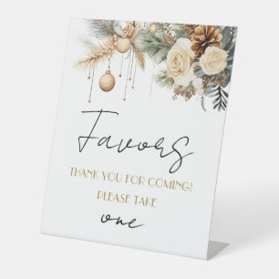 Winter Christmas Bridal Shower Favours Table Pedestal Sign
