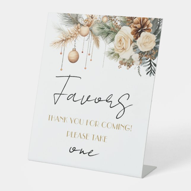  Winter Christmas Bridal Shower Favours Table Pedestal Sign (Front)