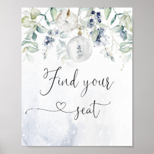 Winter Christmas bubble find your seat Poster