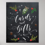 winter christmas cards and gifts sign wedding<br><div class="desc">A beautiful winter/christmas themed Cards and Gifts sign for your wedding reception/bridal shower etc, with a chalkboard effect background. A whole range of co-ordinating signs and stationery is available in my shop. Personalise with your names and date of wedding along the bottom if required or delete if you don't want...</div>