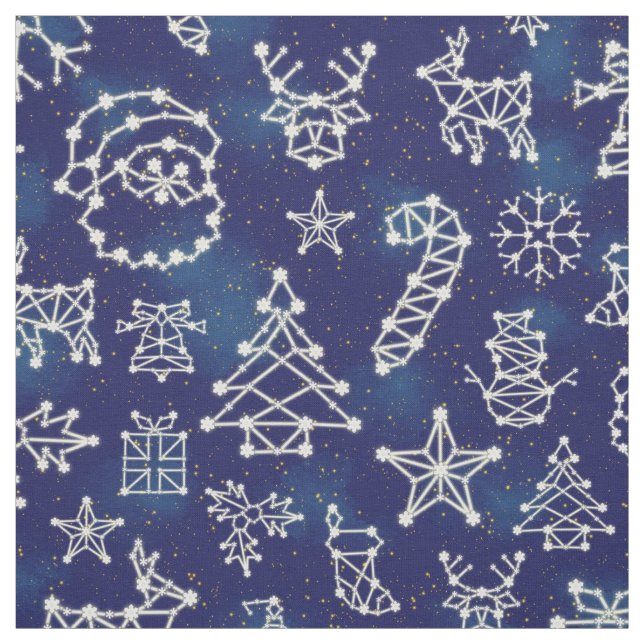 Winter Christmas Constellation Holiday Pattern Fabric (Swatch)