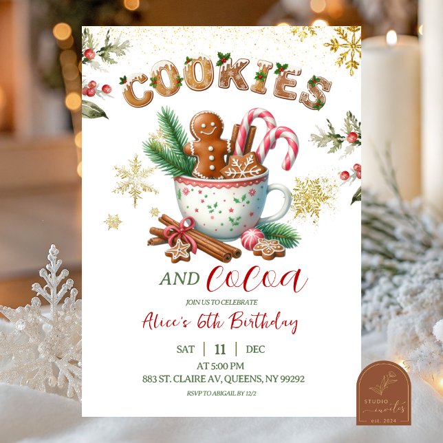 Winter Christmas Cookies and Cocoa Birthday  Invitation (Creator Uploaded)