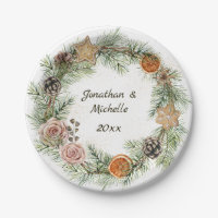 Winter Christmas Cookies, Pink Roses, Evergreen