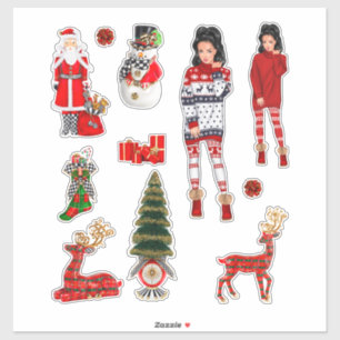 Winter Christmas Decals Black  Woman Red Decal Fun