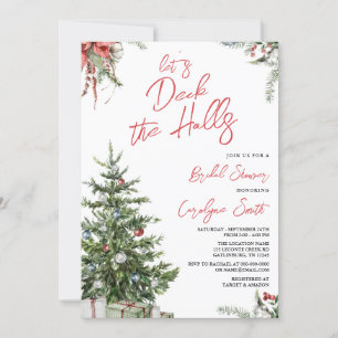 Winter, Christmas Deck the Halls Bridal Shower Invitation