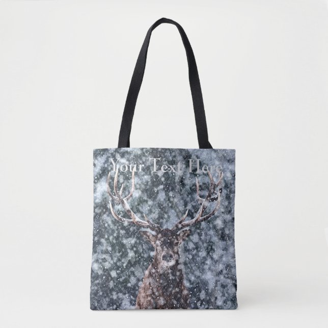 Winter Christmas Deer Tote Bag (Front)