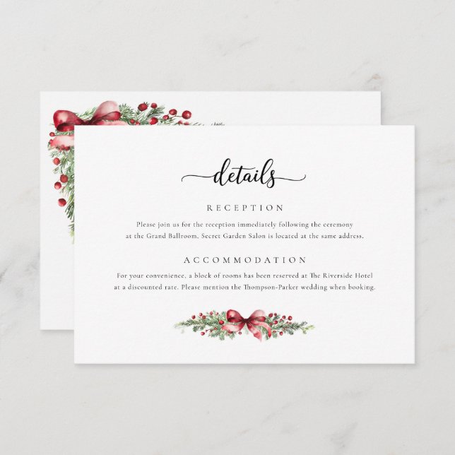 Winter Christmas Details Enclosure Card (Front/Back)