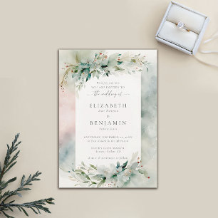 Winter Christmas Dreamy Watercolor Elegant Wedding Invitation