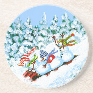 Winter Christmas drink coaster,snowmen Coaster