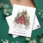 Winter Christmas Drinks Party Postcard<br><div class="desc">Send an invitation for Christmas drinks to all your friends, family and colleagues to celebrate the holiday season with these elegant drinks/cocktail party invitations. The design will feature your event details in a chic black lettering, with a watercolour illustration of a cosy home surrounded by snow and winter trees. Customise...</div>