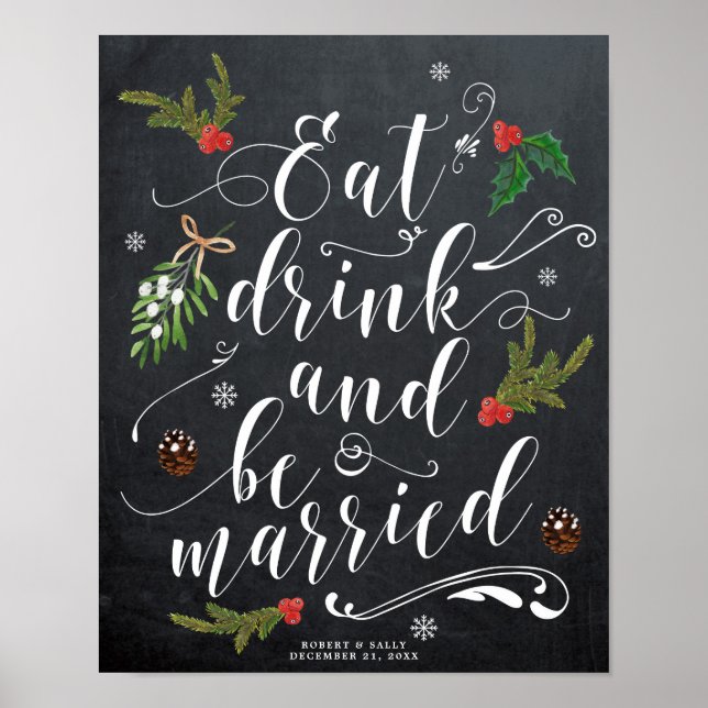 winter christmas eat drink be married sign wedding (Front)
