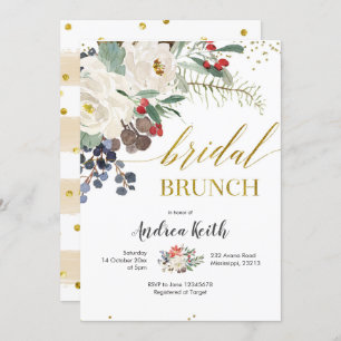 Winter Christmas Floral Bridal Brunch Invitation