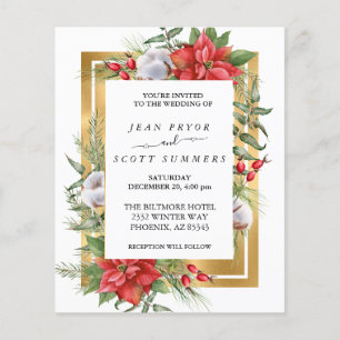 Winter Christmas Floral Poinsettia Gold Wedding